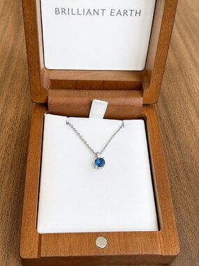 Brilliant Earth Floating Solitaire Sapphire Pendant Necklace | 18K White Gold